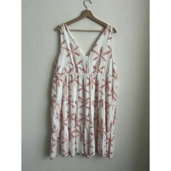 LOFT ANN TAYLOR Dress Star Dye Print Tiered V Neck Size XXL NWT - Picture 3 of 8